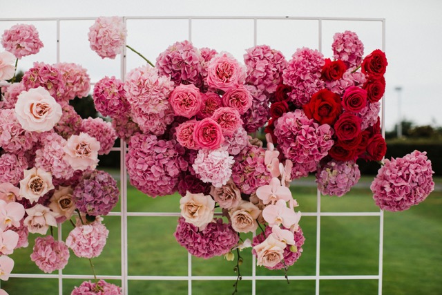 Bold wedding flowers, Auckland wedding florist stylist