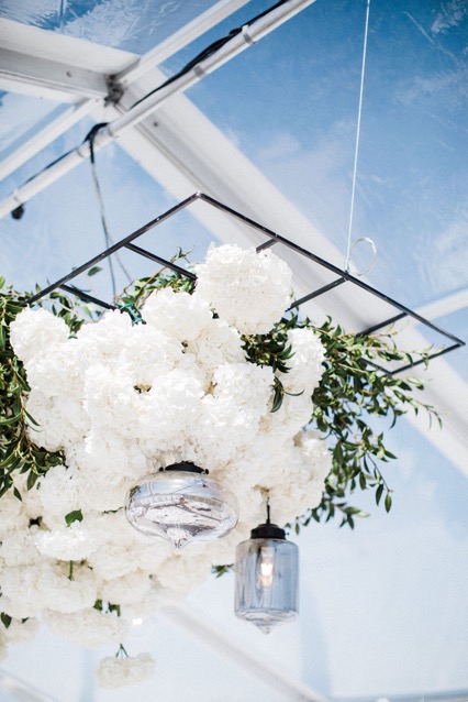 White hanging wedding flowers, Auckland florist