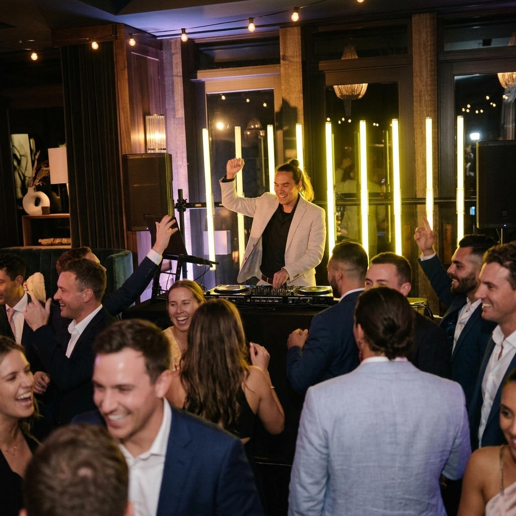 DJ and guests enjoying a celebration